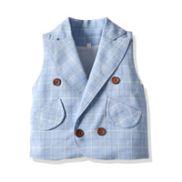 Load image into Gallery viewer, 3 Pieces Set Baby Kid Boys Dressy Bow Shirts Checked Vests Waistcoats And Suits Trousers Wholesale 220302236
