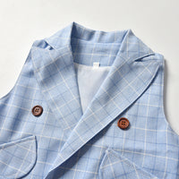 Load image into Gallery viewer, 3 Pieces Set Baby Kid Boys Dressy Bow Shirts Checked Vests Waistcoats And Suits Trousers Wholesale 220302236

