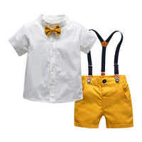 Load image into Gallery viewer, 2 Pieces Set Baby Kid Big Kid Boys Striped Bow Shirts And Solid Color Rompers Wholesale 220302254
