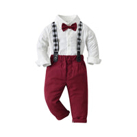 Load image into Gallery viewer, 2 Pieces Set Baby Kid Boys Birthday Party Solid Color Bow Shirts And Rompers And Jumpsuits Wholesale 220302256

