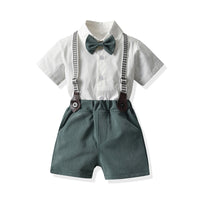 Load image into Gallery viewer, 2 Pieces Set Baby Kid Boys Birthday Party Solid Color Bow Shirts And Rompers And Jumpsuits Wholesale 220302256
