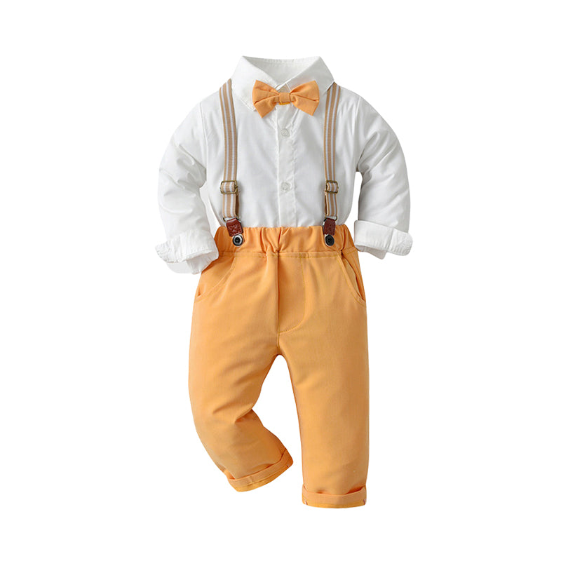 2 Pieces Set Baby Kid Boys Birthday Party Solid Color Bow Shirts And Rompers And Jumpsuits Wholesale 220302256