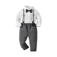 Load image into Gallery viewer, 2 Pieces Set Baby Kid Boys Birthday Party Solid Color Bow Shirts And Rompers And Jumpsuits Wholesale 220302256
