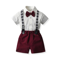 Load image into Gallery viewer, 2 Pieces Set Baby Kid Boys Birthday Party Solid Color Bow Shirts And Rompers And Jumpsuits Wholesale 220302256
