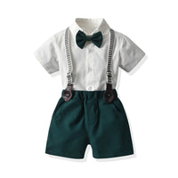 Load image into Gallery viewer, 2 Pieces Set Baby Kid Boys Birthday Party Solid Color Bow Shirts And Rompers And Jumpsuits Wholesale 220302256
