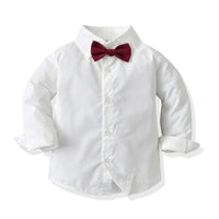 Load image into Gallery viewer, 2 Pieces Set Baby Kid Boys Birthday Party Solid Color Bow Shirts And Rompers And Jumpsuits Wholesale 220302256
