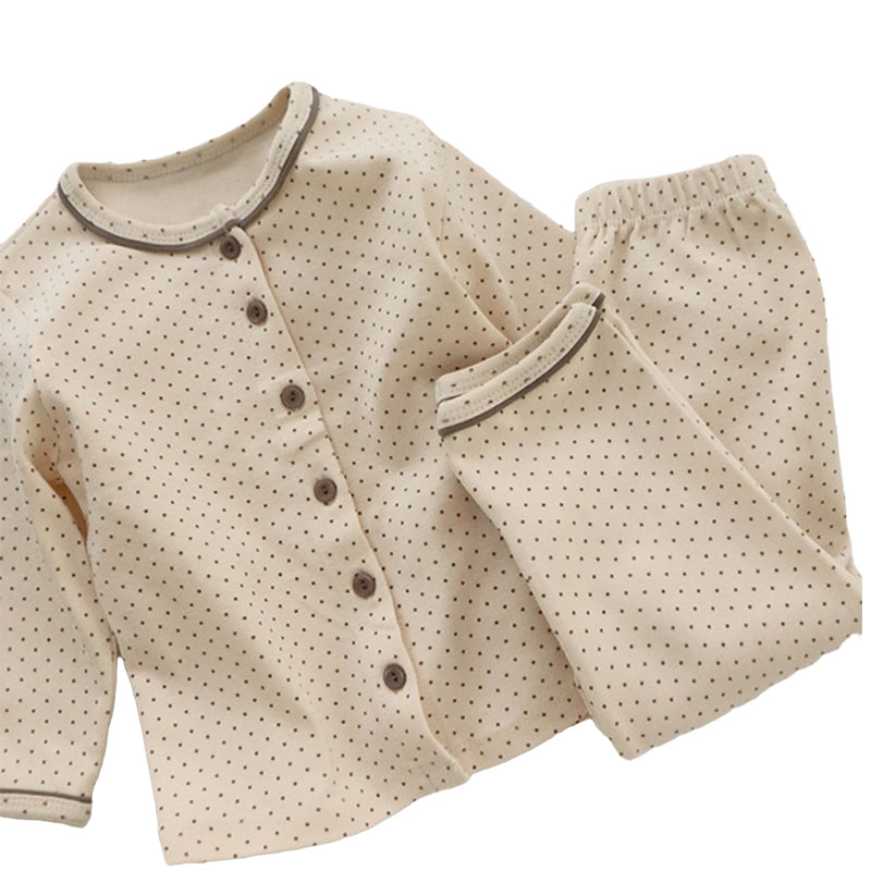 2 Pieces Set Baby Kid Unisex Polka dots Tops And Pants Sleepwears Wholesale 220302279