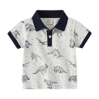 Load image into Gallery viewer, Baby Kid Boys Dinosaur Animals Plant Star Galaxy Expression Print Polo Shirts Wholesale 220302288
