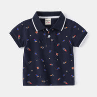 Load image into Gallery viewer, Baby Kid Boys Dinosaur Animals Plant Star Galaxy Expression Print Polo Shirts Wholesale 220302288
