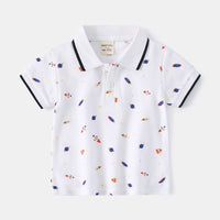 Load image into Gallery viewer, Baby Kid Boys Dinosaur Animals Plant Star Galaxy Expression Print Polo Shirts Wholesale 220302288
