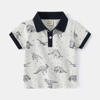 Load image into Gallery viewer, Baby Kid Boys Dinosaur Animals Plant Star Galaxy Expression Print Polo Shirts Wholesale 220302288

