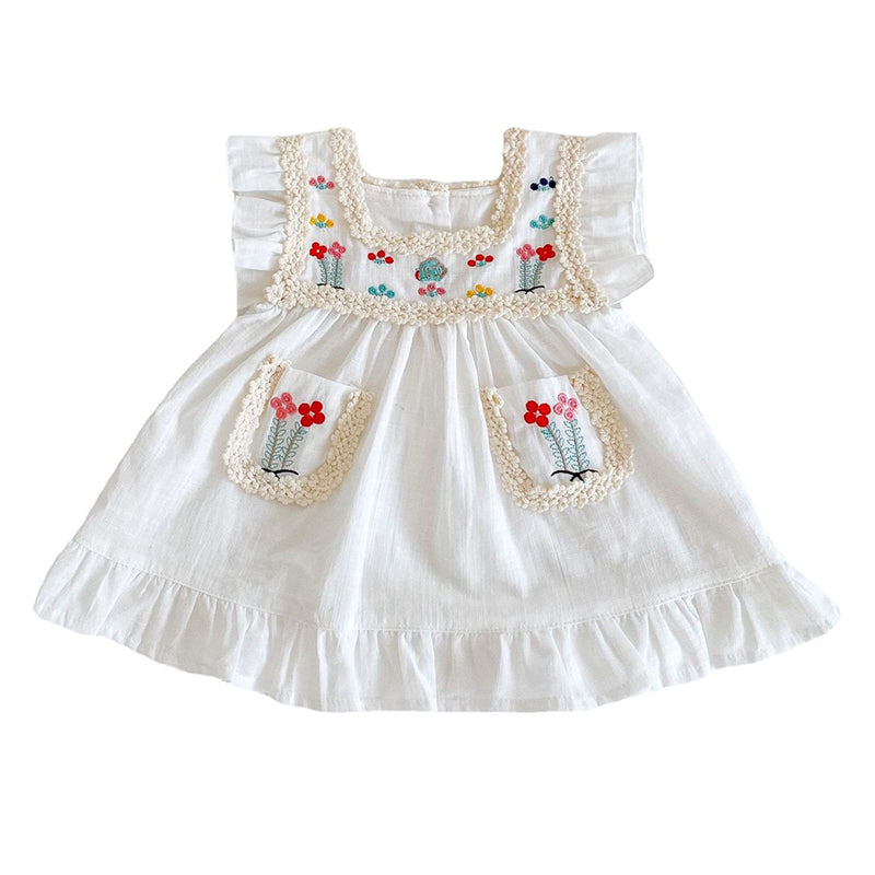 Baby Kid Girls Flower Embroidered Dresses Wholesale 220302305