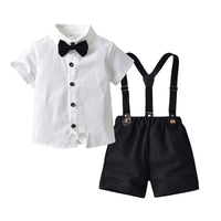 Load image into Gallery viewer, 2 Pieces Set Baby Kid Boys Dressy Solid Color Bow Shirts And Rompers Wholesale 220302307
