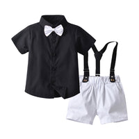 Load image into Gallery viewer, 2 Pieces Set Baby Kid Boys Dressy Solid Color Bow Shirts And Rompers Wholesale 220302307
