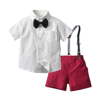 Load image into Gallery viewer, 2 Pieces Set Baby Kid Boys Dressy Solid Color Bow Shirts And Rompers Wholesale 220302307
