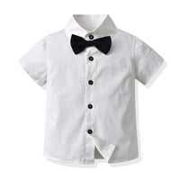 Load image into Gallery viewer, 2 Pieces Set Baby Kid Boys Dressy Solid Color Bow Shirts And Rompers Wholesale 220302307
