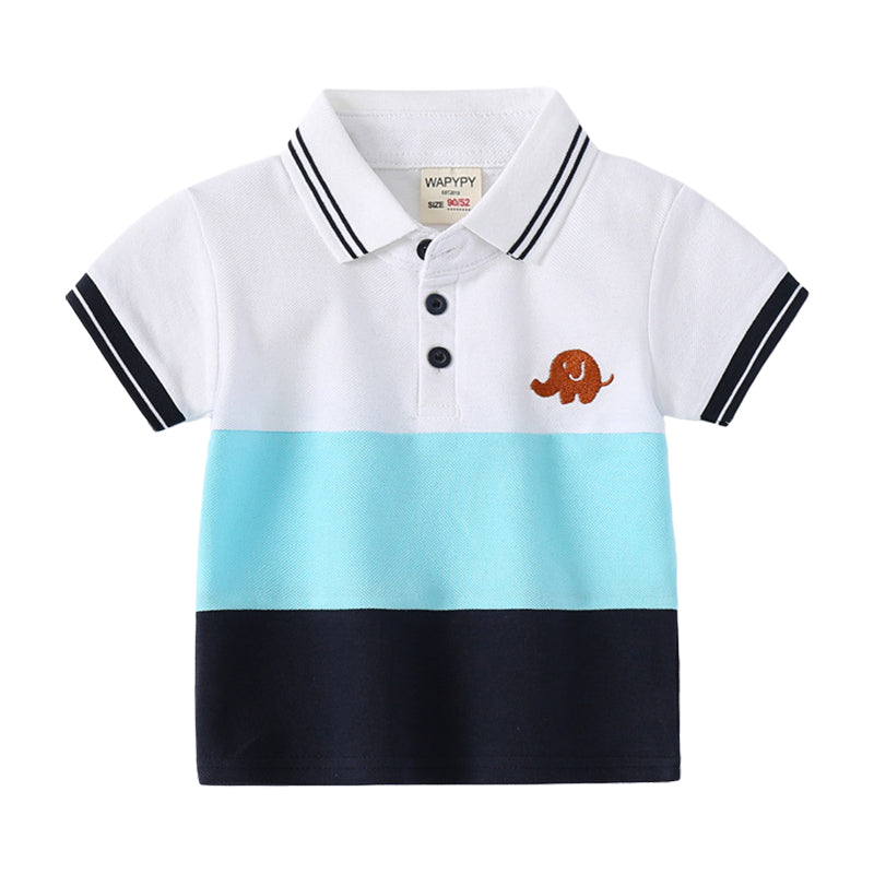Baby Kid Boys Color-blocking Cartoon Embroidered Polo Shirts Wholesale 220302313