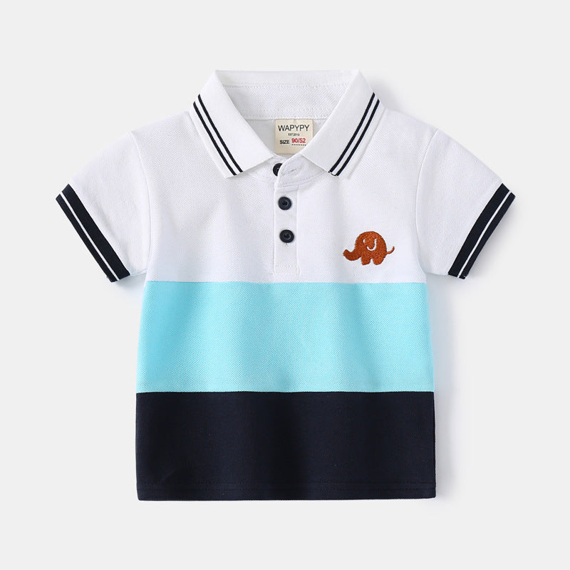 Baby Kid Boys Color-blocking Cartoon Embroidered Polo Shirts Wholesale 220302313