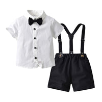 Load image into Gallery viewer, 2 Pieces Set Baby Kid Boys Dressy Solid Color Bow Shirts And Rompers Wholesale 220302314
