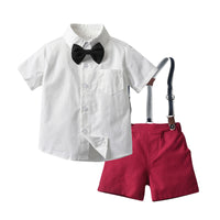 Load image into Gallery viewer, 2 Pieces Set Baby Kid Boys Dressy Solid Color Bow Shirts And Rompers Wholesale 220302314
