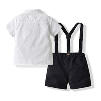 Load image into Gallery viewer, 2 Pieces Set Baby Kid Boys Dressy Solid Color Bow Shirts And Rompers Wholesale 220302314
