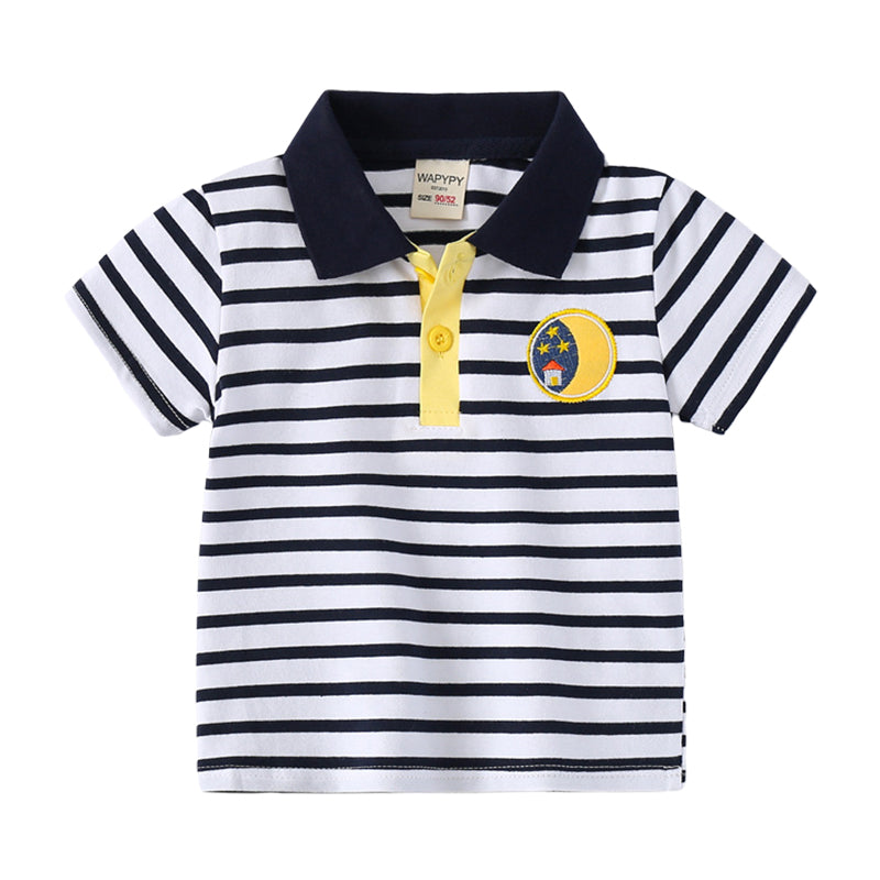 Baby Kid Boys Striped Cartoon Embroidered T-Shirts Wholesale 220302316