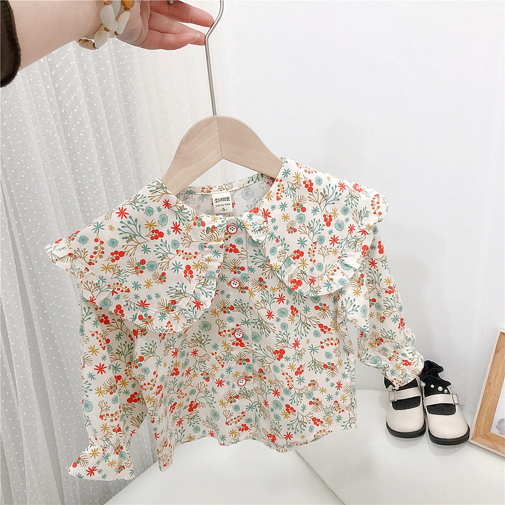 Baby Kid Girls Flower Print Blouses Wholesale 220302331