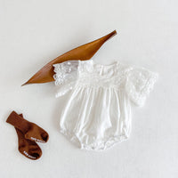 Load image into Gallery viewer, Baby Girls Solid Color Flower Embroidered Rompers Wholesale 220302343
