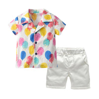 Load image into Gallery viewer, 2 Pieces Set Baby Kid Boys Flower Print T-Shirts And Solid Color Shorts Wholesale 220302370
