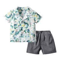 Load image into Gallery viewer, 2 Pieces Set Baby Kid Boys Flower Print T-Shirts And Solid Color Shorts Wholesale 220302370
