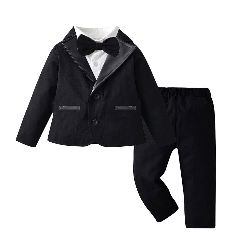 3 Pieces Set Baby Kid Big Kid Boys Birthday Party Bow Shirts Solid Color Blazers And Pants Wholesale 220302396
