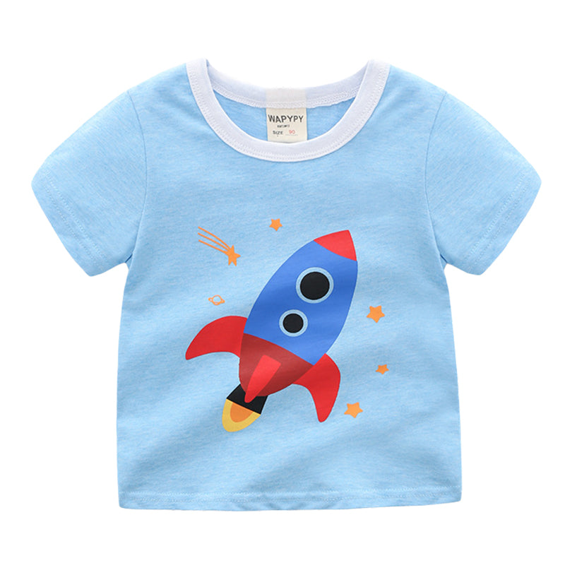 Baby Kid Boys Striped Cartoon Print T-Shirts Wholesale 220302421