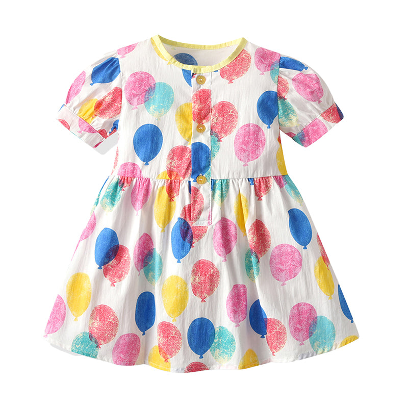 Baby Kid Girls Flower Cartoon Print Dresses Wholesale 220302473