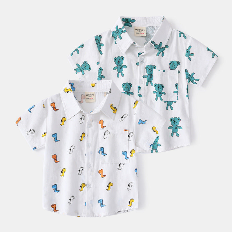 Baby Kid Boys Dinosaur Animals Cartoon Print Shirts Wholesale 220302475