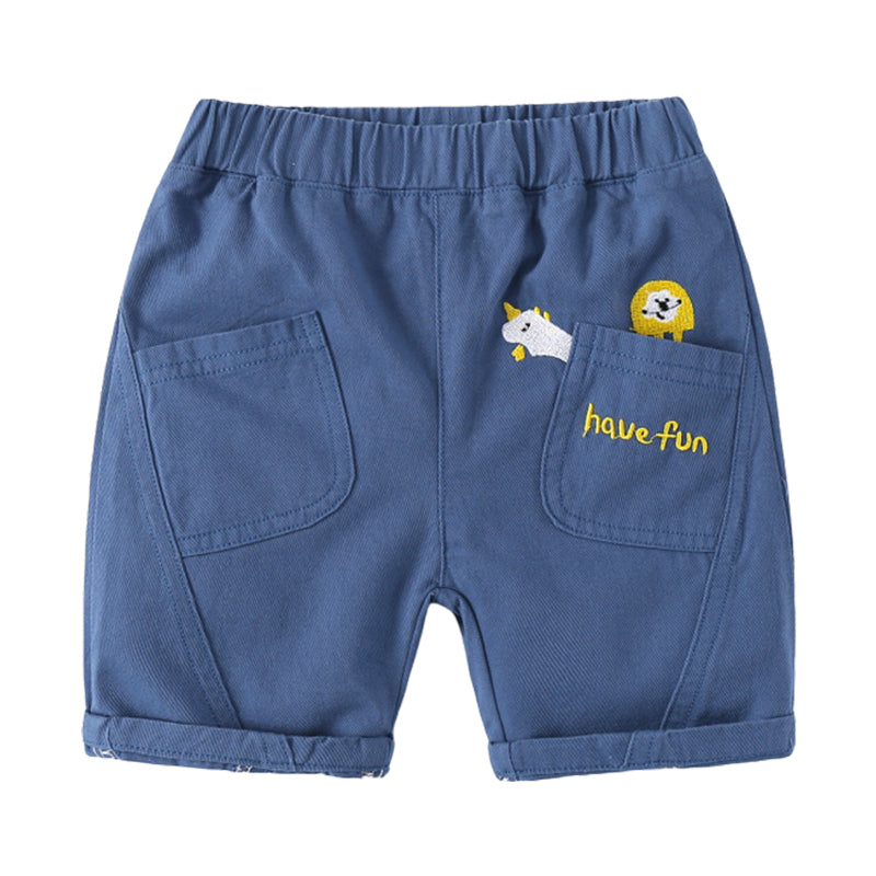 Baby Kid Boys Letters Animals Cartoon Embroidered Shorts Wholesale 220302476