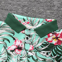 Load image into Gallery viewer, 2 Pieces Set Baby Kid Boys Striped Flower Plant Print Polo Shirts And Solid Color Shorts Wholesale 22030807
