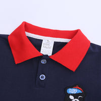 Load image into Gallery viewer, 2 Pieces Set Baby Kid Boys Striped Flower Plant Print Polo Shirts And Solid Color Shorts Wholesale 22030807
