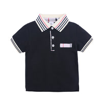 Load image into Gallery viewer, 2 Pieces Set Baby Kid Boys Striped Flower Plant Print Polo Shirts And Solid Color Shorts Wholesale 22030807
