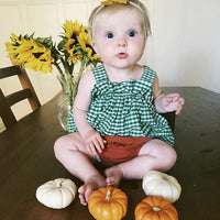 Load image into Gallery viewer, 2 Pieces Set Baby Kid Girls Checked Tank Dresses And Solid Color Underwears Wholesale 22030811
