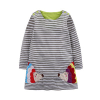 Load image into Gallery viewer, Baby Kid Girls Striped Polka dots Animals Cartoon Embroidered Dresses Wholesale 22030813
