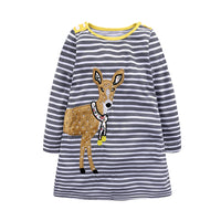 Load image into Gallery viewer, Baby Kid Girls Striped Polka dots Animals Cartoon Embroidered Dresses Wholesale 22030813

