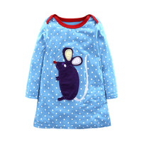 Load image into Gallery viewer, Baby Kid Girls Striped Polka dots Animals Cartoon Embroidered Dresses Wholesale 22030813
