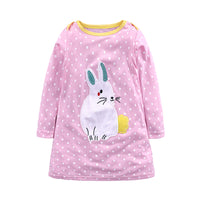 Load image into Gallery viewer, Baby Kid Girls Striped Polka dots Animals Cartoon Embroidered Dresses Wholesale 22030813
