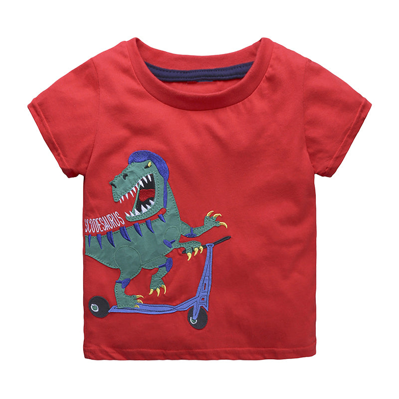 Baby Kid Boys Striped Dinosaur Animals Car Cartoon Star Unicorn Print T-Shirts Wholesale 22030818