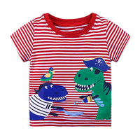 Load image into Gallery viewer, Baby Kid Boys Striped Dinosaur Animals Car Cartoon Star Unicorn Print T-Shirts Wholesale 22030818
