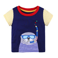 Load image into Gallery viewer, Baby Kid Boys Striped Dinosaur Animals Car Cartoon Star Unicorn Print T-Shirts Wholesale 22030818
