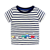 Load image into Gallery viewer, Baby Kid Boys Striped Dinosaur Animals Car Cartoon Star Unicorn Print T-Shirts Wholesale 22030818

