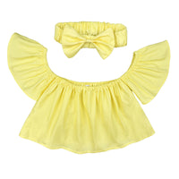 Load image into Gallery viewer, Baby Kid Girls Solid Color Tops And Bow Headwear Wholesale 22030820
