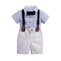 Load image into Gallery viewer, 2 Pieces Set Baby Boys Striped Shirts And Solid Color Rompers Wholesale 22030827
