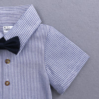 Load image into Gallery viewer, 2 Pieces Set Baby Boys Striped Shirts And Solid Color Rompers Wholesale 22030827
